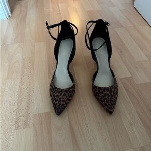 Nine West Black and Leopard Print Heels